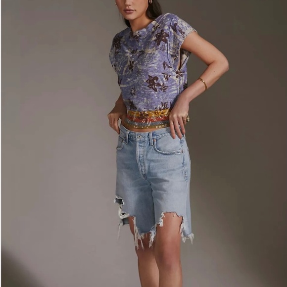 Anthropologie Tops - New Anthropologie Pilcro The Taman Muscle Tee $130 SMALL Blue Motif